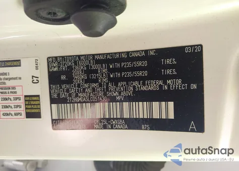 2020 Lexus Rx 450H z USA, uszkodzony, nr VIN 2T2HGMDA5LC051430